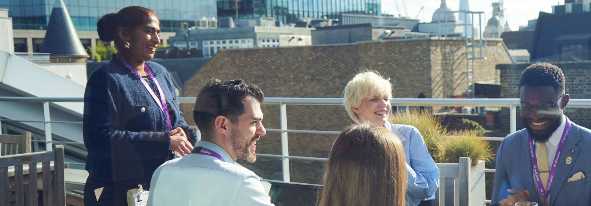 Decorative photographs of Methods employees in our London office